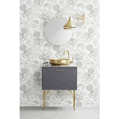 Aquatic valkoinen harmaa mustekalatapetti Littlephantilta 1468 image