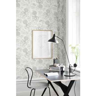 Aquatic valkoinen harmaa mustekalatapetti tyohuoneeseen Littlephantilta 1468 image