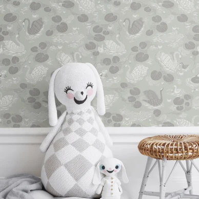 Noble Nymphs vihrea lintutapetti makuuhuoneeseen Littlephantilta image