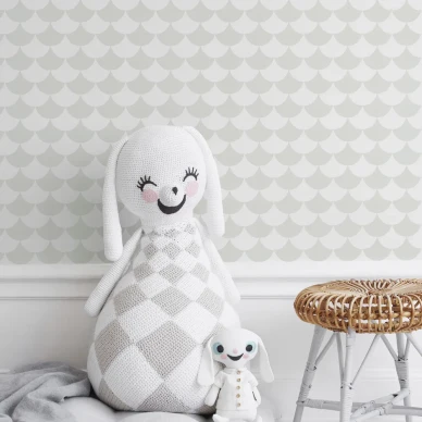 Waves harmaa graafinen tapetti lastenhuoneeseen Littlephantilta image