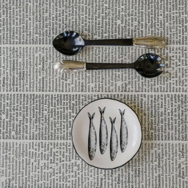 From Sweden with Love tekstitapetti mustabeige keittioon Langelid von Bromssenilta Licorice image