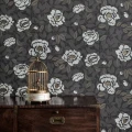 My Peony Garden musta kukkatapetti olohuoneeseen Langelid von Bromssenilta