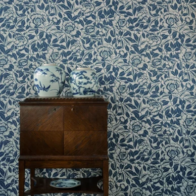 My Peony Garden sininen kukkatapetti image