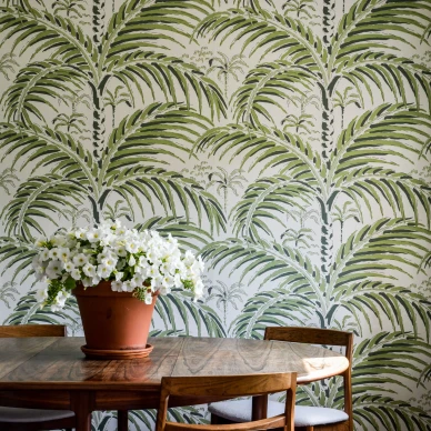 Palm House vihrea palmutapetti Langelid von Bromssen Morning Green image