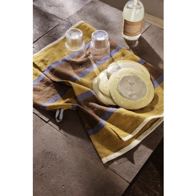 Hale Tea Towel vihrea ruskea raidallinen keittiopyyhe keittioon Ferm Livingilta image