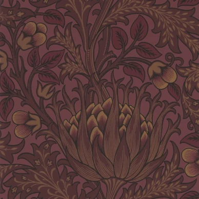 Artichoke viininpunainen kasvitapetti Morris Wine image