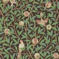 Bird and Pomegranate musta vihrea lintutapetti Morris Charcoal Sage