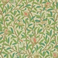 Bird and Pomegranate vihrea lintutapetti Morris Bayleaf Cream
