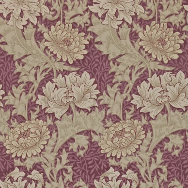 Chrysanthemum viininpunainen kukkatapetti Morris Vine image
