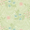 Larkspur vihrea kukkatapetti Morris Green Coral