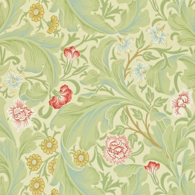 Leicester vihrea kukkatapetti Morris Green Coral image