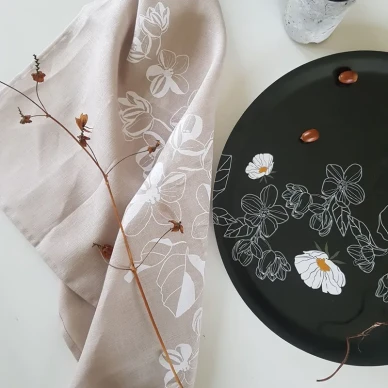 Keittiopyyhe pellava ja musta tarjotin Ostrobothnia image