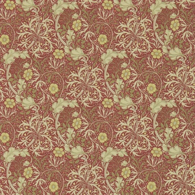 Morris Seaweed punainen kultainen kukkatapetti Morris Red Gold image
