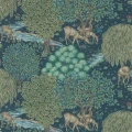 The Brook tummansininen metsatapetti Morris Dark Blue