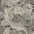 Acanthus musta lehtitapetti Morris Charcoal Grey