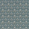 Morris Bellflowers tummansininen kukkatapetti Morris Indigo Linen