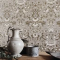 Pure Lodden hopea kultainen kukkatapetti keittioon Morris