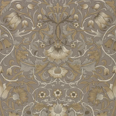 Pure Lodden ruskeaharmaa kulta kukkatapetti Morris Taupe Gold image