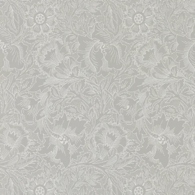 Pure Poppy harmaa kukkatapetti Morris Dove Chalk image