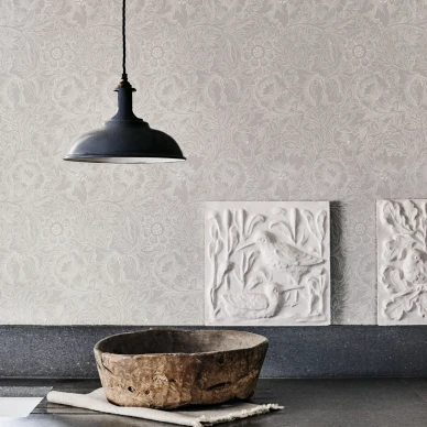 Pure Poppy harmaa kukkatapetti keittioon Morris image