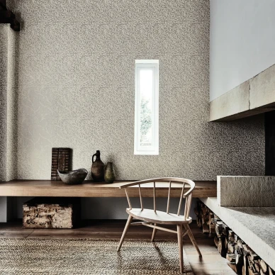 Pure Willow Bough beige hopea lehtitapetti olohuoneeseen Morris image