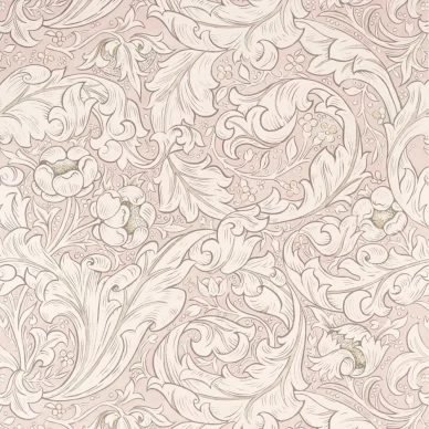 Pure Bachelors Button roosa lehtitapetti Morris Faded Sea Pink image