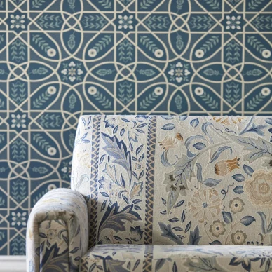 Brophy Trellis sininen kukkatapetti Morris image