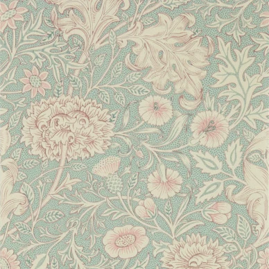 Double Bough sininen roosa kukkatapetti Morris Teal Rose image
