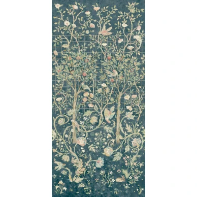 Melsetter sininen puu ja lintutapetti image