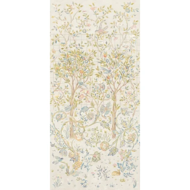 Melsetter vaalea monivarinen lintu ja puutapetti Morris Ivory Sage image