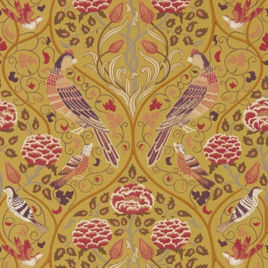 Seasons by May keltainen lintutapetti Morris Saffron image