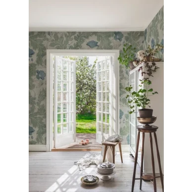 Poppy vihrea kukkatapetti eteiseen Sandbergilta image