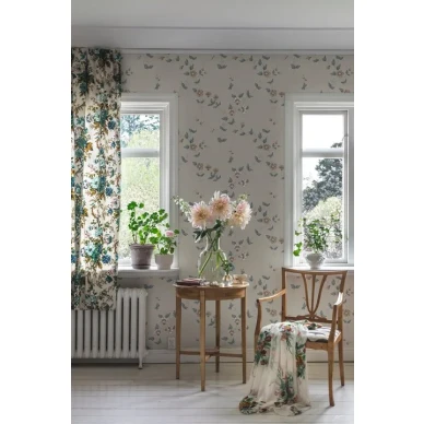 Maria sininen kukkatapetti olohuoneeseen Sandbergilta image