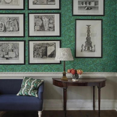 Bachelors Button vihrea lehtitapetti olohuoneeseen Morrikselta image