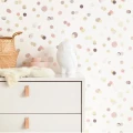 Valkoinen roosa pilkkutapetti lastenhuoneeseen Eijffingerilta 399002