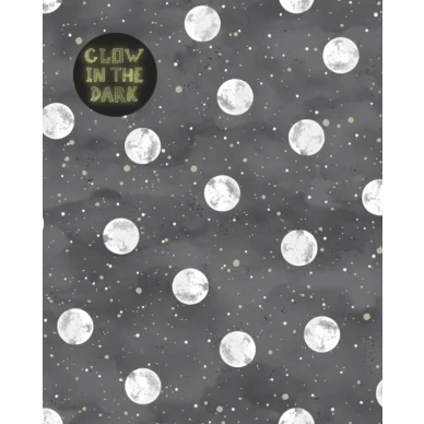 Glow in the Dark harmaa hopea avaruustapetti hohtaa pimeassa Eijffingerilta 399033 image