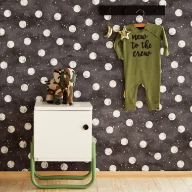 Glow in the Dark harmaa hopea avaruustapetti lastenhuoneeseen Eijffingerilta 399033 image