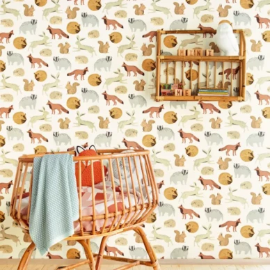 Charming Animals ruskea elaintapetti lastenhuoneeseen Eijffingerilta 399050 image