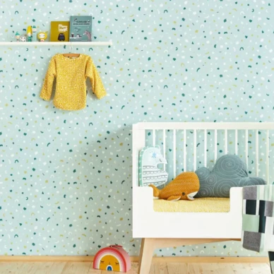 Mini Me Confetti sininen kuviollinen tapetti lastenhuoneeseen Eijffingerilta 399102 image