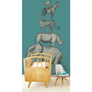 Animal Pyramid sininen elaintapetti lastenhuoneeseen Eijffingerilta 399114 image