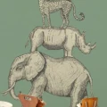 Animal Pyramid vihrea elaintapetti lastenhuoneeseen Eijffingerilta 399113