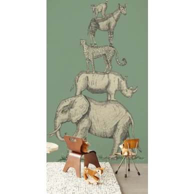 Animal Pyramid vihrea elaintapetti lastenhuoneeseen Eijffingerilta 399113 image