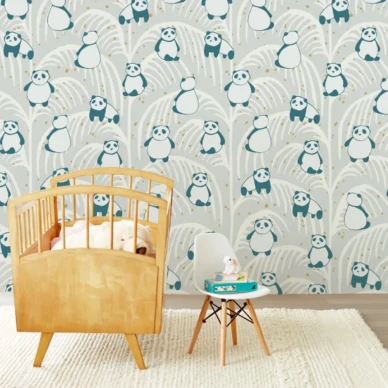 Panda beige elaintapetti lastenhuoneeseen Eijffingerilta 399121 image