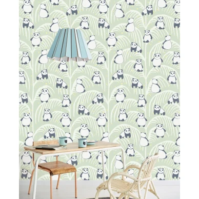 Panda vihrea elaintapetti lastenhuoneeseen Eijffingerilta 399120 image