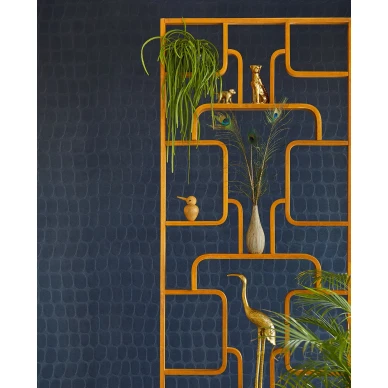 Crocodile sininen nahkakuvioitu tapetti olohuoneeseen Eijffingerilta 300564 image