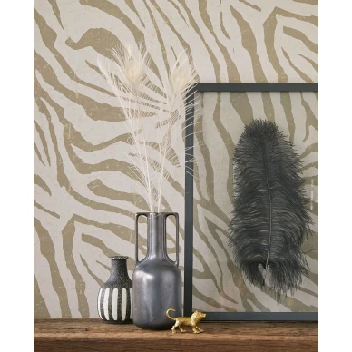 Zebra Skin beige seepraraidallinen tapetti olohuoneeseen Eijffingerilta 300600 image
