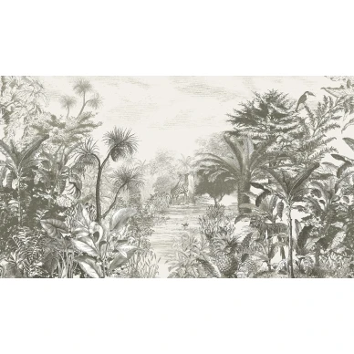 Dreamy Jungle mustavalkoinen viidakkotapetti Eijffingerilta 300611 image