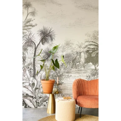 Dreamy Jungle mustavalkoinen viidakkotapetti Eijffingerilta 300621 image