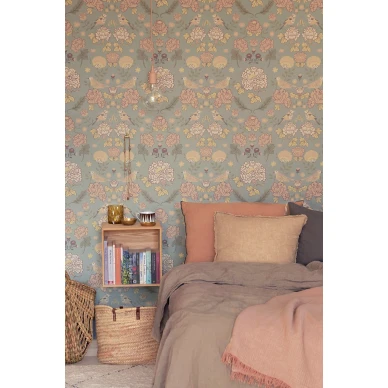 June vihrea lintutapetti makuuhuoneeseen Majvillanilta 136 02 image