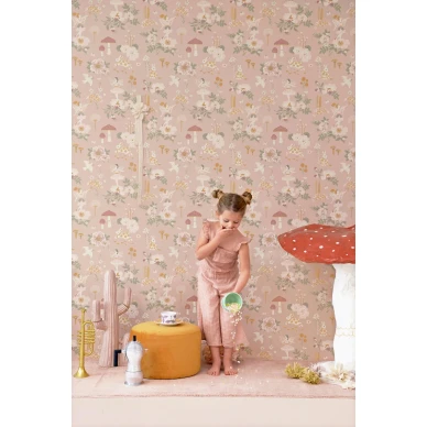 Old Garden roosa satutapetti lastenhuoneeseen Majvillan 138 03 image